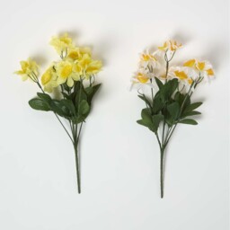 Set of 2 Yellow and White Daffodil Spray Single Stems - Yellow, White - thumbnail 3