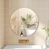 40cm Frameless Round Wall Mirror - White