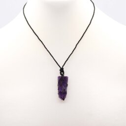 Amethyst Laced Flat Point Pendant, Handcrafted Indian Jewelry - Purple - thumbnail 2