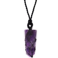 Amethyst Laced Flat Point Pendant, Handcrafted Indian Jewelry - Purple - thumbnail 1