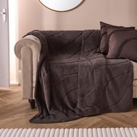 OHS Tufted Contour Teddy Throw - Brown / 180cm