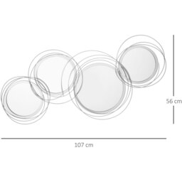 HOMCOM Modern Wall Art with Mirror Wall Sculpture Decor for Living Room - Silver - thumbnail 2