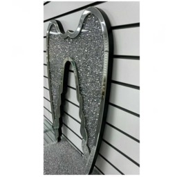 Crushed Jewel Diamond Crystal Wall Hanging Angel Wings  - Silver - thumbnail 3