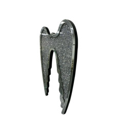 Crushed Jewel Diamond Crystal Wall Hanging Angel Wings  - Silver - thumbnail 4