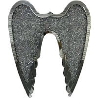 Crushed Jewel Diamond Crystal Wall Hanging Angel Wings  - Silver
