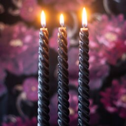 Set of 3 Dark Romance Twist Taper Candles for Gothic Decor - Black - thumbnail 2
