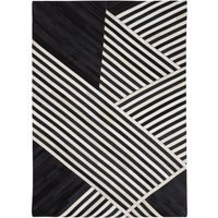 Bosie Safira Small Black And White Hair on Leather Rug - Black & White