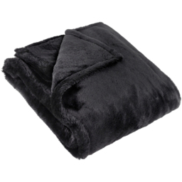 Kallu Double-Sided Faux-Fur Throw - Black / 200cm - thumbnail 2