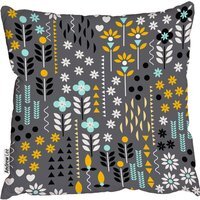Geometric Flower And Ornamental, Traditional Flowers Cushion - Yellow / 60cm