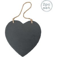 Slate Heart Hanging Notice Board - 24.5 x 24.5cm - Grey / 2