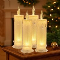4 Set of LED Flameless Pillar Candles - White