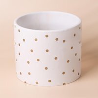 Gold Dot Planter Plant Pot - White