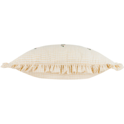 Les Petite Fleurs Cotton Gingham Ruffle Cushion - Natural / Feather - thumbnail 3