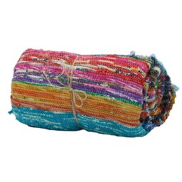 Luxury Blue Rag Rug Soft Durable Stylish Floor Covering - Multi - thumbnail 3