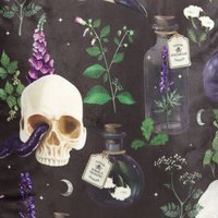 Venom Vines Square Gothic Cushion Skull Serpent Poison Plant Design - Pink - image 1