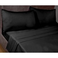 "SleepND Percale 180 Thread Count Polycotton Plain Fitted Sheet 2ft6"" - Black"