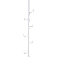Adjustable Floor-to-Ceiling Clothes Rail with Storage Hooks - White