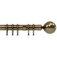 28mm Nikola Antique Brass Ball End Metal Curtain Pole Set - Antique Brass / 125cm
