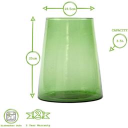Jebel Recycled Glass Vase Decorative Home Flower Display Holder 3.5 Litre - Green - thumbnail 3