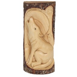 30cm Wolf Wood Carving Handcarved and Unique - Brown - thumbnail 2