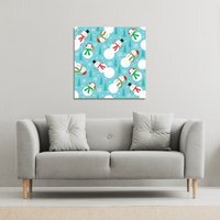 Snowman Seamless Pattern Design Gallery Canvas - Blue / 101cm - thumbnail 1