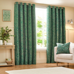 Set of 2 Grantley Jacquard Eyelet Curtains - Emerald / 117cm / 183cm - thumbnail 4