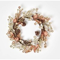 Homescapes Champagne Pinecone  Apple Christmas Wreath - Champagne and Bronze - image 1