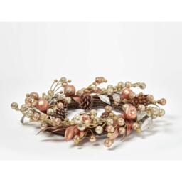 Homescapes Champagne Pinecone  Apple Christmas Wreath - Champagne and Bronze - thumbnail 4