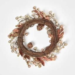 Homescapes Champagne Pinecone  Apple Christmas Wreath - Champagne and Bronze - thumbnail 3