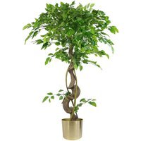 Artificial Twisted Tree Metal Planter - Green