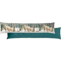 Stag Scene Digitally Printed Velvet Draught Excluder - Teal
