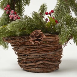 Homescapes Festive Wicker Basket Christmas Decoration - Brown, Green, Red & White - thumbnail 4