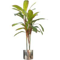 90cm Artificial Dracaena with Moss-Covered Pot and Metal Planter - Green