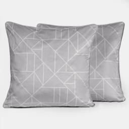 Pack of Matte Velvet Mason Geo Cushion Covers - Grey / 2 - thumbnail 2