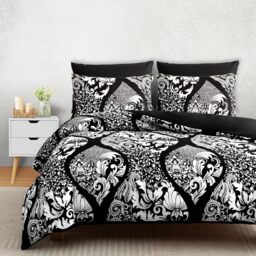 Pamposh Premium Microfiber Luxury Duvet Cover Set - Black & White / Duvet Cover Set (1 x Duvet Cover + 1 x Pillowcase) / Single - thumbnail 2