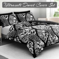Pamposh Premium Microfiber Luxury Duvet Cover Set - Black & White / Duvet Cover Set (1 x Duvet Cover + 1 x Pillowcase) / Single - thumbnail 1