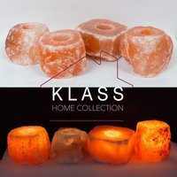 Set of 4 Himalayan Salt Tealight Candle Holders, Pink - Pink