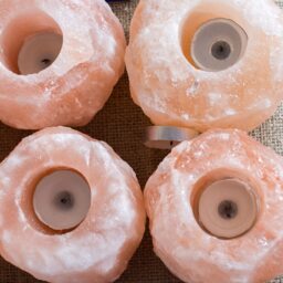 Set of 4 Himalayan Salt Tealight Candle Holders, Pink - Pink - thumbnail 5
