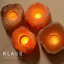 Set of 4 Himalayan Salt Tealight Candle Holders, Pink - Pink - thumbnail 2