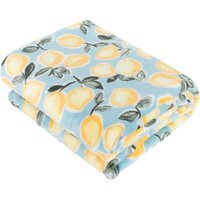 Lemons Printed Soft Fleece Throw - Blue