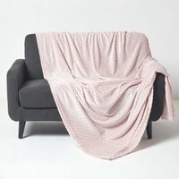 Homescapes Mora Faux Fur Velvet Throw - Pastal Pink / 160cm