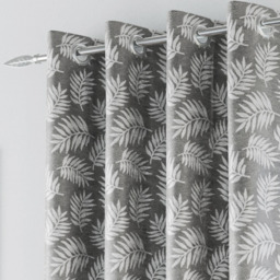 Oakland Thermal Eyelet Curtains with Floral Pattern - Grey / 168cm / 183cm - thumbnail 3