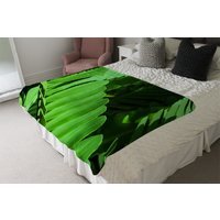 Natural Dark Green Leaves, Long Slender Green Leaves Blanket - Green - image 1