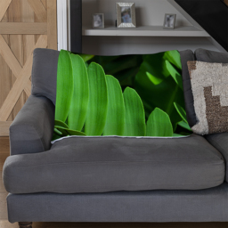 Natural Dark Green Leaves, Long Slender Green Leaves Blanket - Green - thumbnail 3