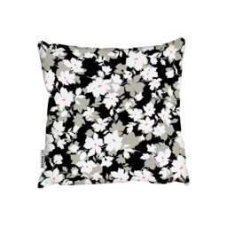 Grey, White  Black Flowers Outdoor Cushion - Black / 60cm - thumbnail 2