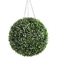 Best Artificial 28cm Green Boxwood Buxus Grass Hanging Basket Topiary Ball - Green - thumbnail 1