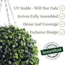 Best Artificial 28cm Green Boxwood Buxus Grass Hanging Basket Topiary Ball - Green - thumbnail 2