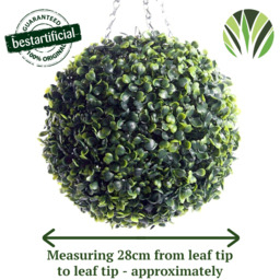 Best Artificial 28cm Green Boxwood Buxus Grass Hanging Basket Topiary Ball - Green - thumbnail 4