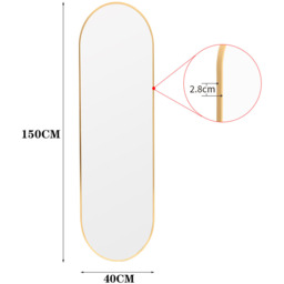 Oval Metal Frame Wall Mounted Full Length Mirror - Gold - thumbnail 5