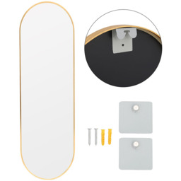 Oval Metal Frame Wall Mounted Full Length Mirror - Gold - thumbnail 2